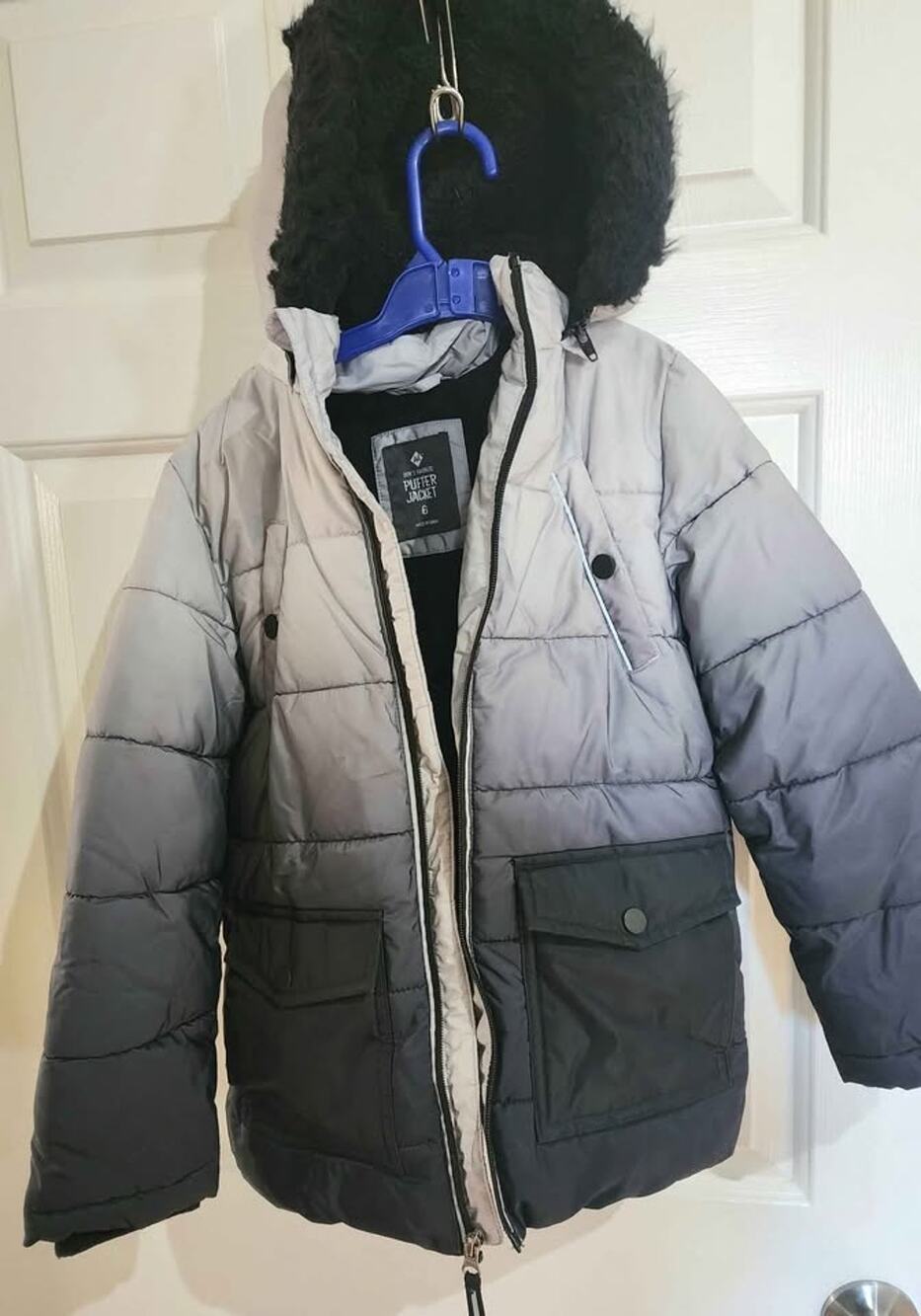 Boys Puffer Jacket Member's Mark Sz 6  Gray Black Ombre.     #G01